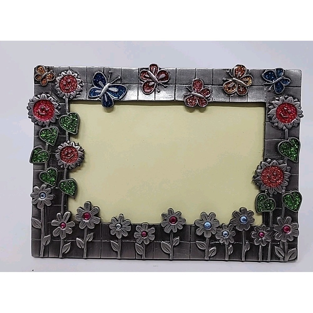 Six Trees Butterfly & Flower Picture Photo Frame 4x6 Jeweled/Enamel/Sparkle‎